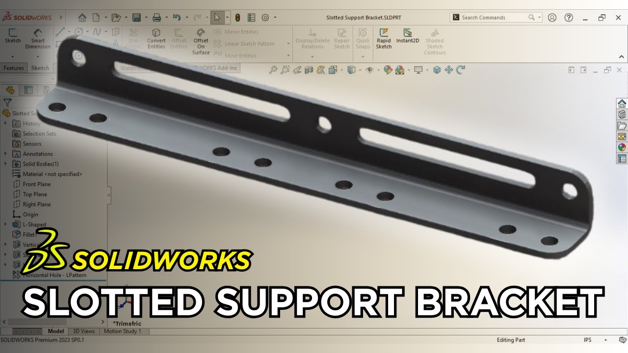 Learn SOLIDWORKS: How to Create a Slotted Support Bracket (Step-by-Step Tutorial!)