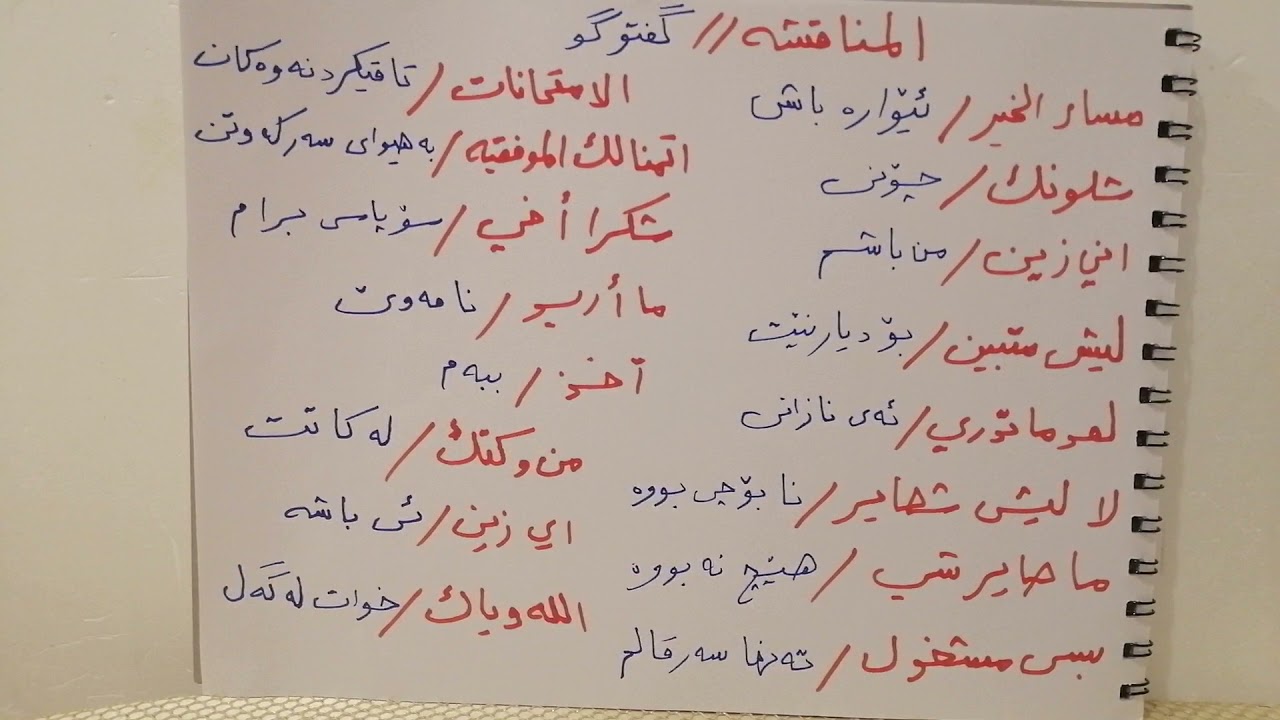 فێربونی زمانی عەرەبی گفتوگۆ لە نێوان دوو کەس