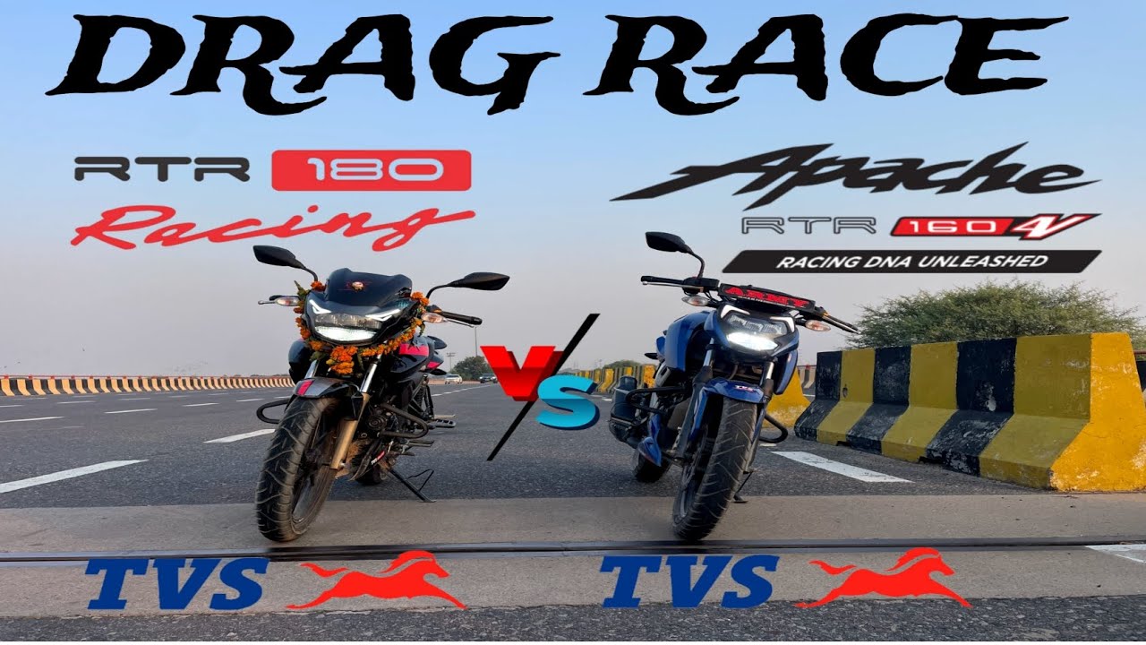 Apache rtr 180 2v vs Apache rtr 160 4v drag race || TVS VS TVS || FIRST IN YOUTUBE || 2V VS 4V