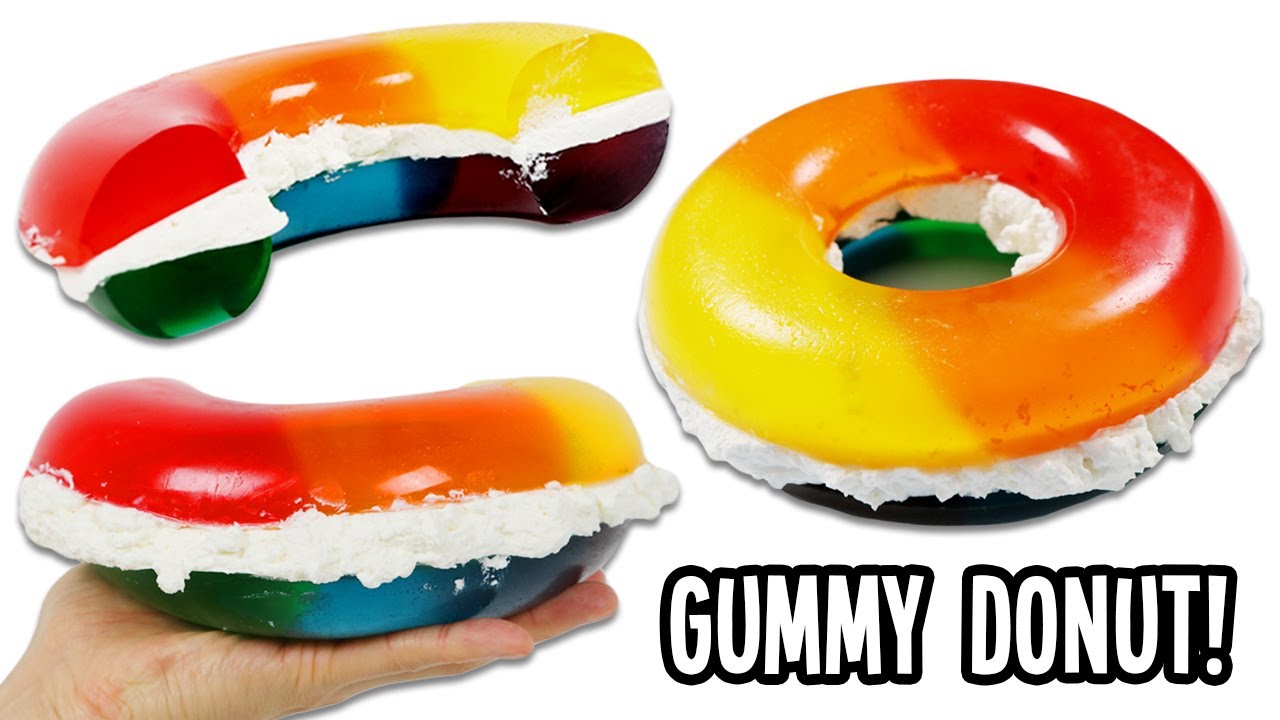 How to Make a Giant Rainbow Gummy Donut with Cream Filling!