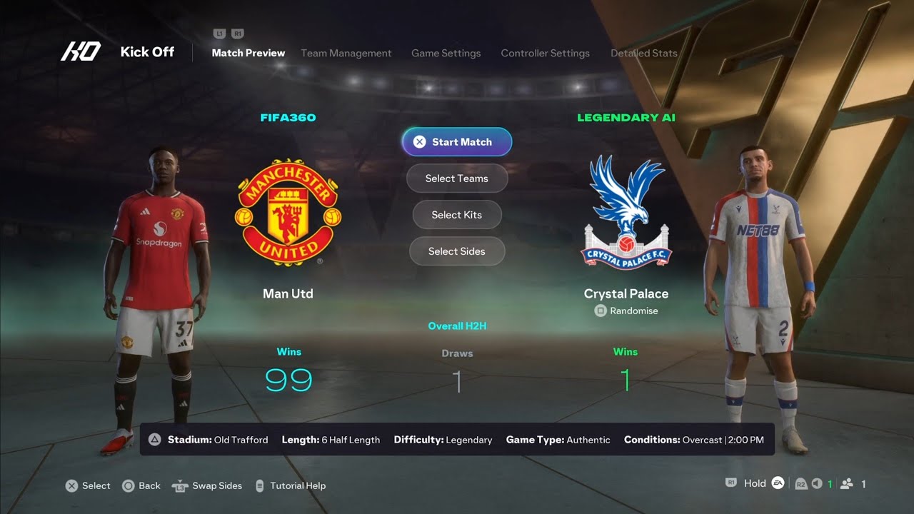 EA SPORTS FC 26 | Legendary | Premier League | Manchester Utd v Crystal Palace | Old Trafford