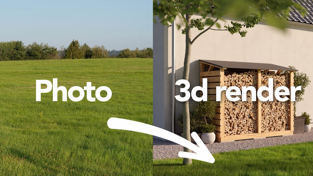Add grass to a 3d render with Photoshop.