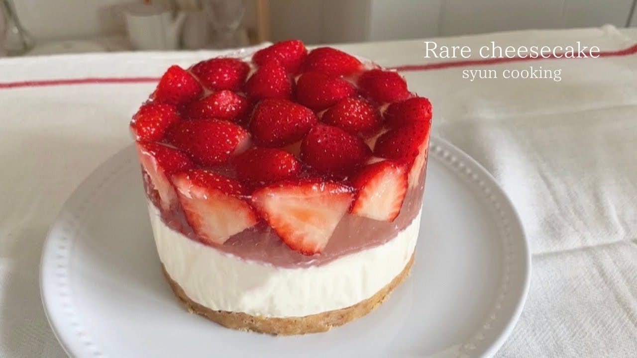 冷やすだけ！いちごのレアチーズケーキ作り方 Strawberry rare cheesecake 딸기 레어 치즈 케이크