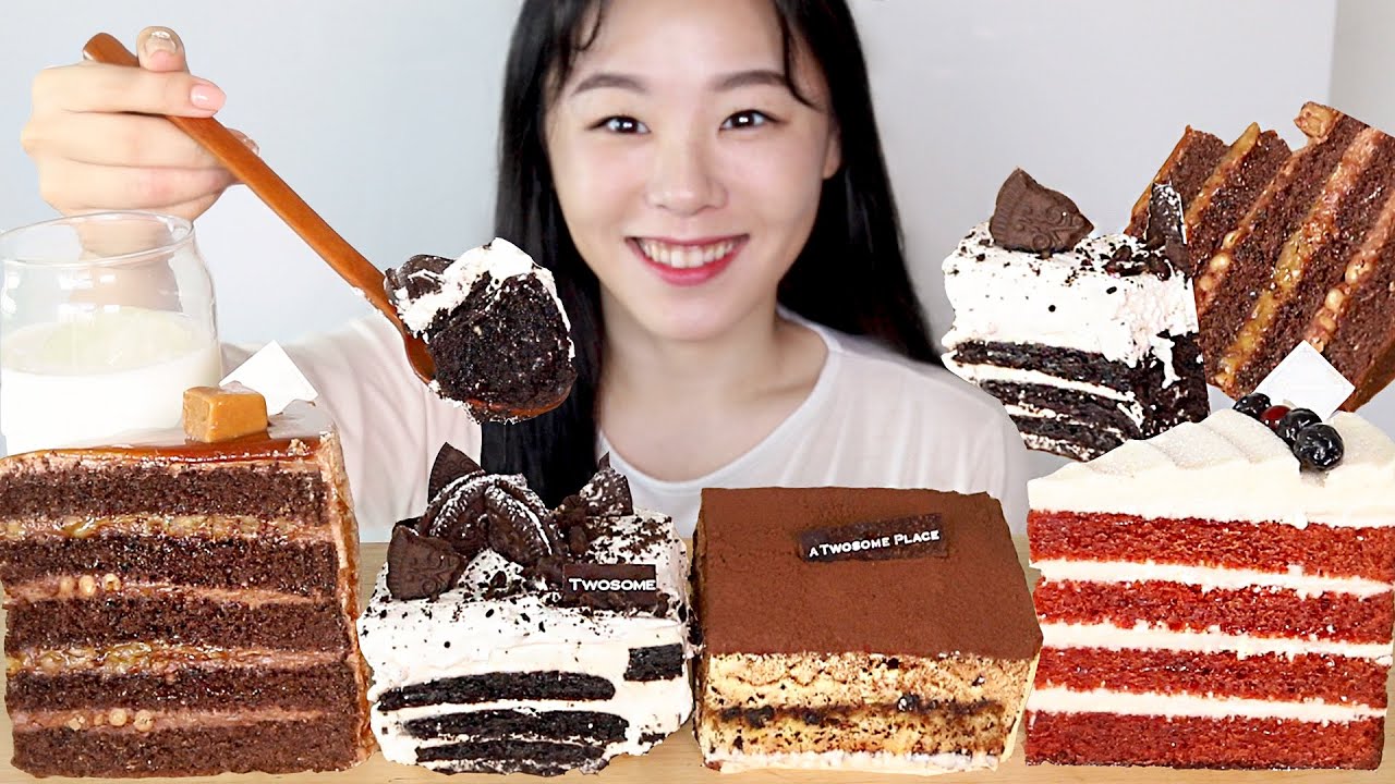 SUB) ASMR Торт Мукбанг 🍰 Звук сладкого десерта! Тирамису, Орео, соленая карамель, красный бархат