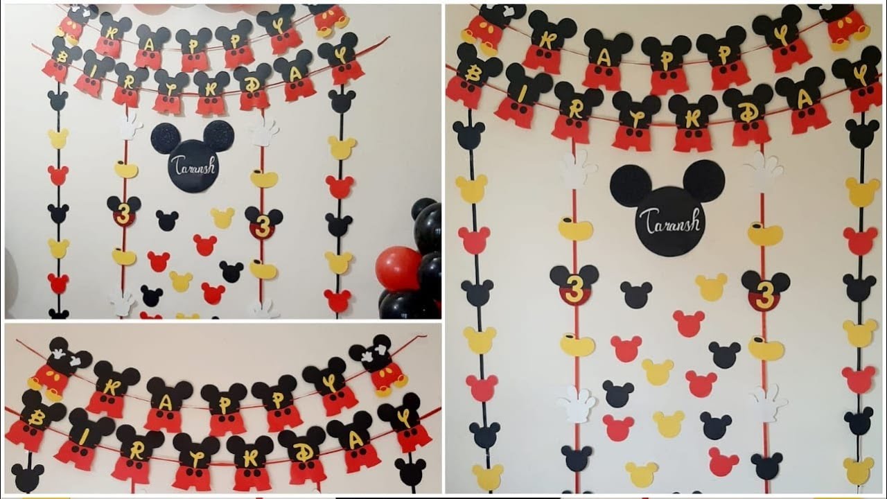 DIY Mickey Mouse Theme Birthday Decorations | Mickey Mouse Birthday Banner