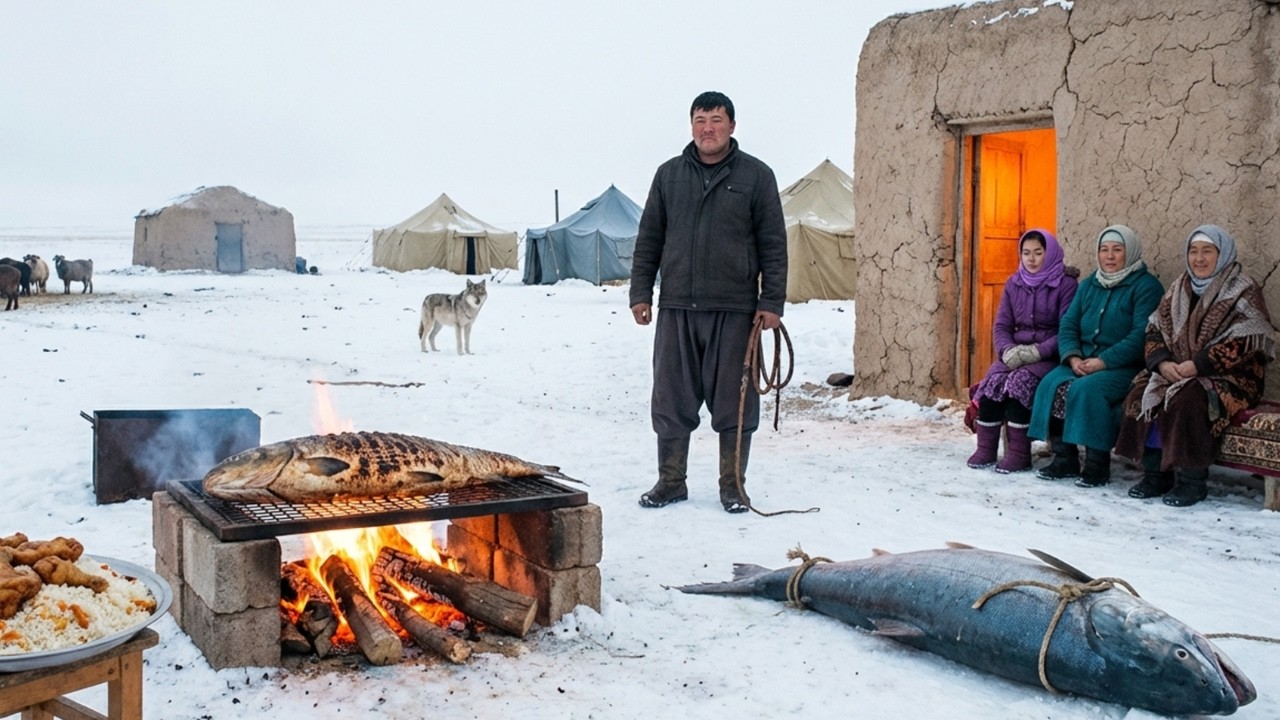 Повседневная жизнь зимой в Афганистане | Свежий хлеб, суп с икрой лосося и рис с курицей