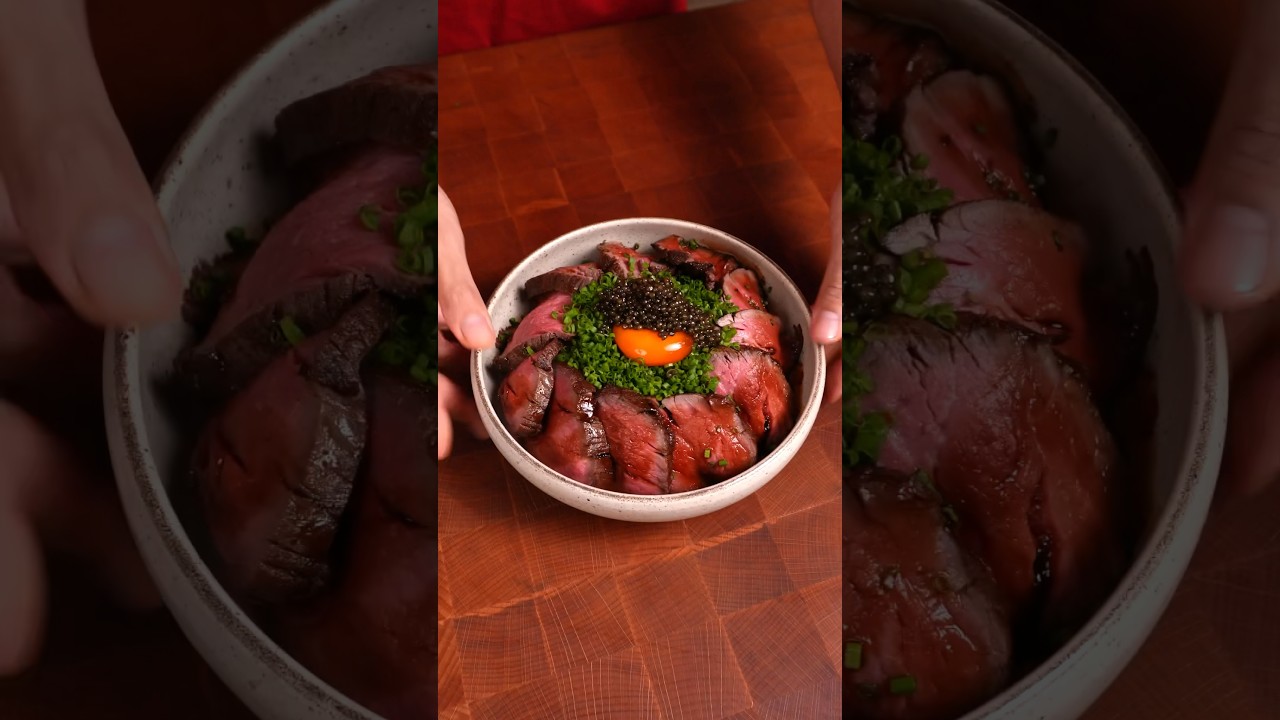 Roast Beef Donburi 🥩🍚 #cookingasmr #asmr #shorts