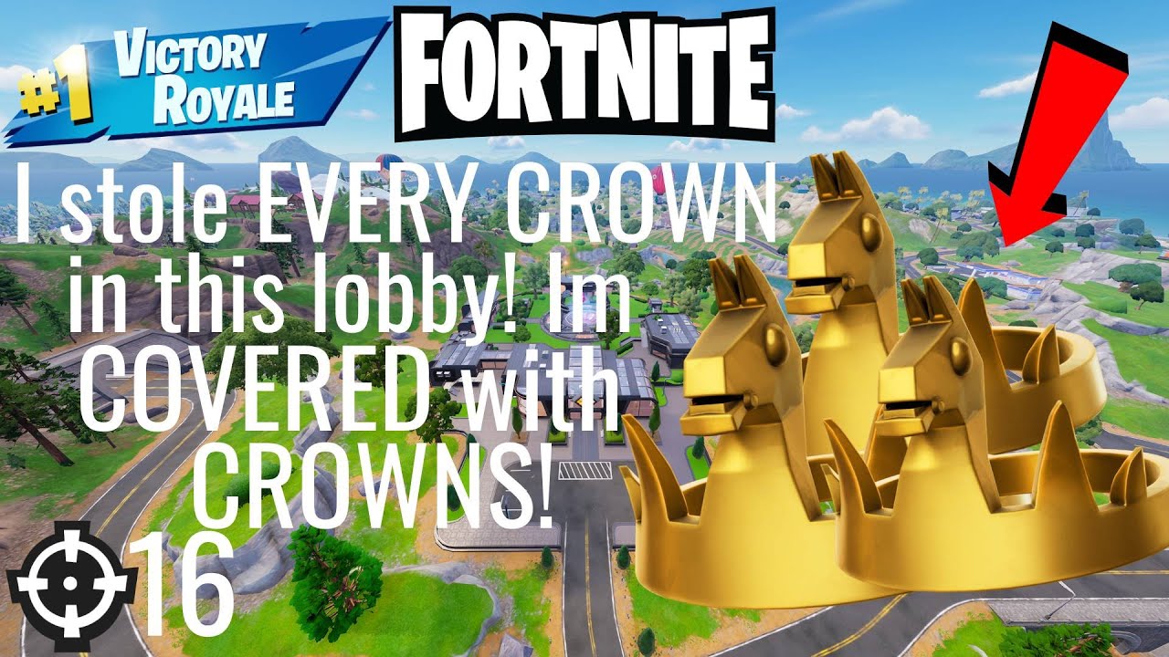 Playing Fortnite Solo I stole EVERY CROWN in this lobby! I'm COVERED with CROWNS!