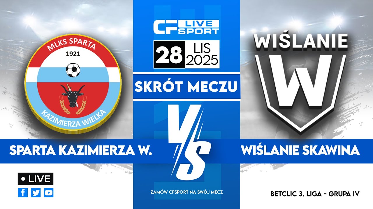 Skrót 🎬 | Sparta Kazimierza Wielka - Wiślanie Master Way Skawina | 28.11.2025 | Betclic 3. liga 🏆