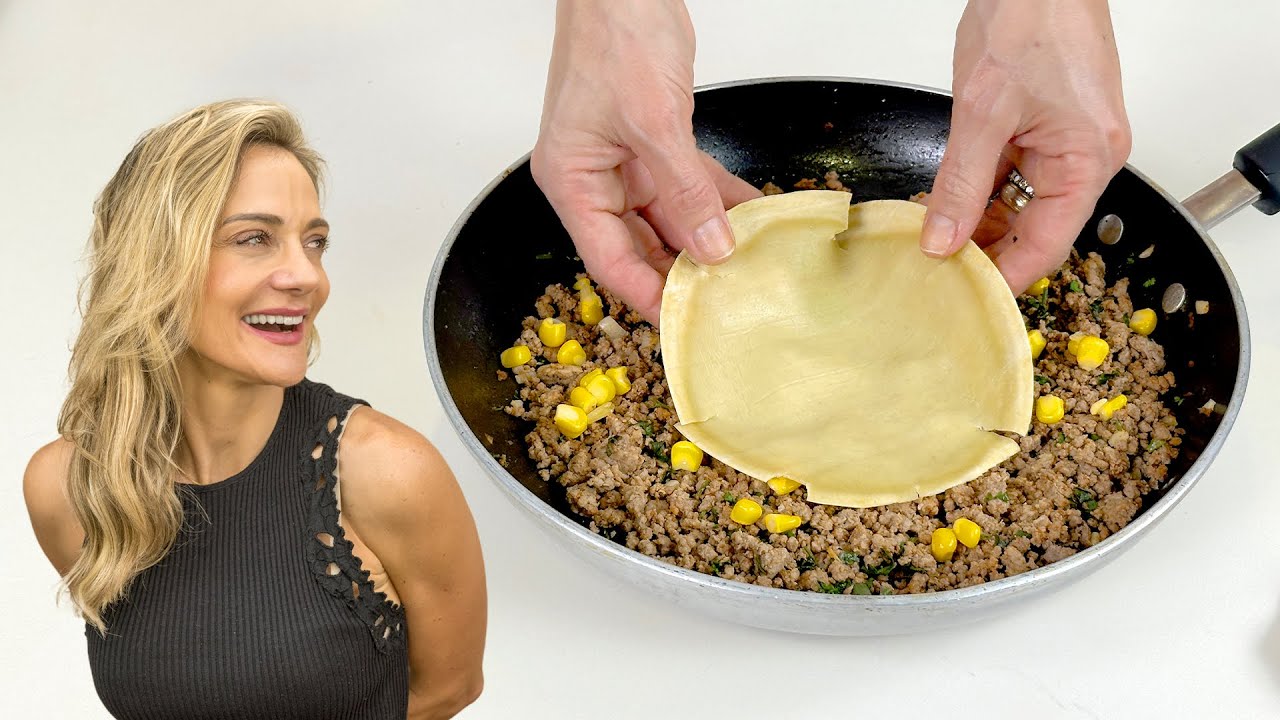 Com carne moída e massa de pastel fiz meu jantar FIT em 10 minutos!