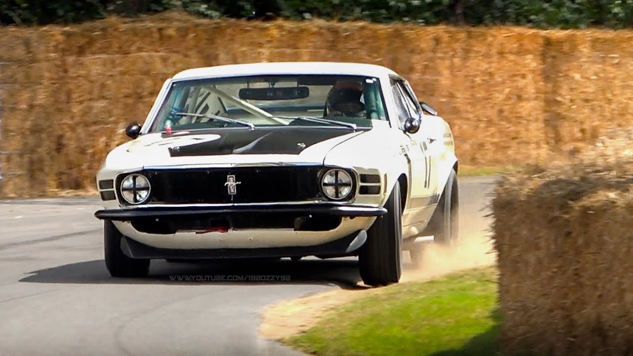 1970 Ford Mustang Boss 302 Trans-Am in action at Festival of Speed w/ LOUD V8 Sounds!