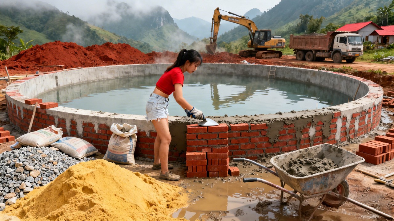TIMELAPSE | Massive Private Island & Pond Construction with Excavator | Start to Finish
