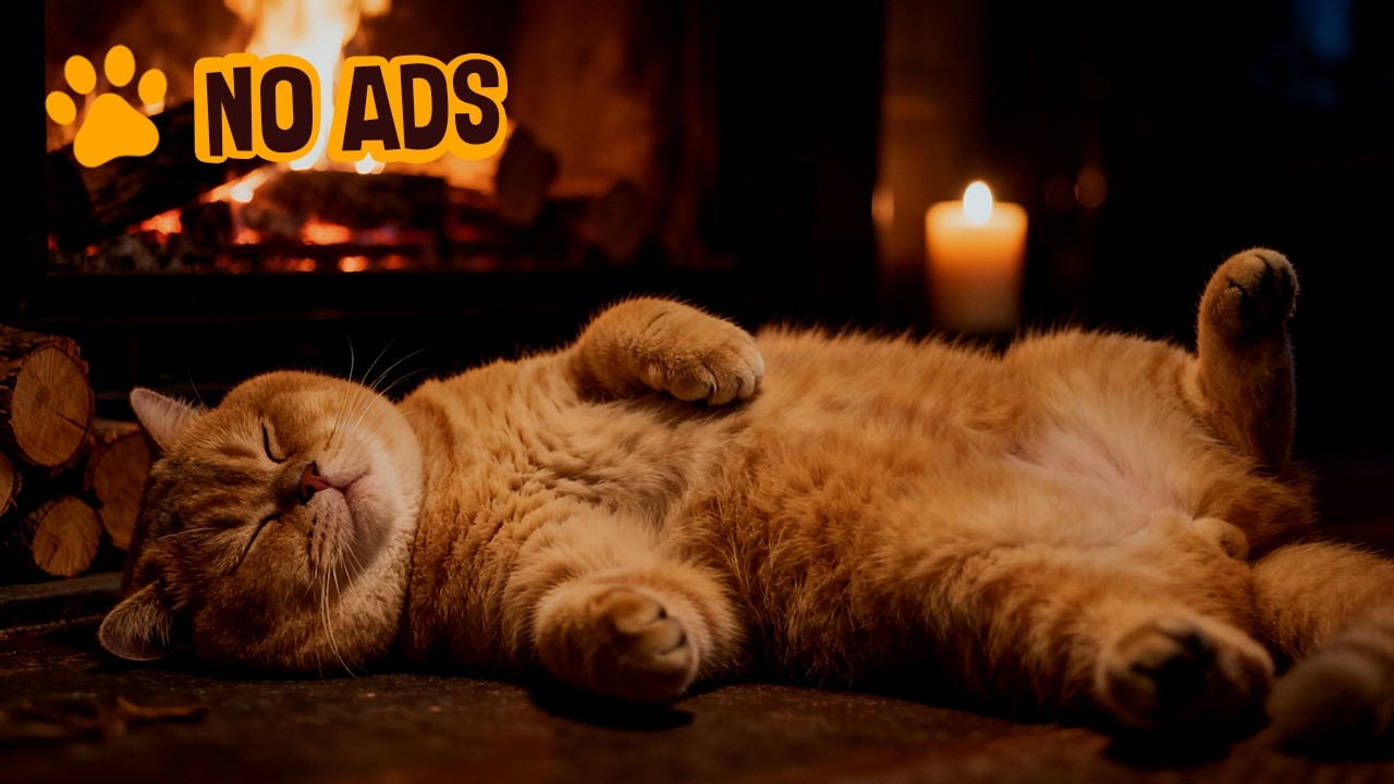 🐱 Purring Cat by the Fireplace 🔥 Deep Sleep ASMR (No Music)
