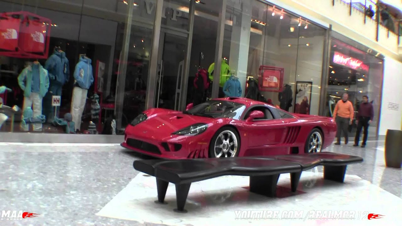 Driving a Saleen S7 Twin Turbo INSIDE a mall!!