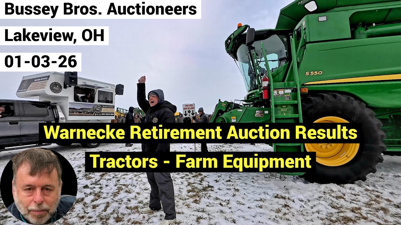Auction Results - 2 JD 8245R Tractors - JD S550 Combine - Farm Equipment - Bussey 01-03-26