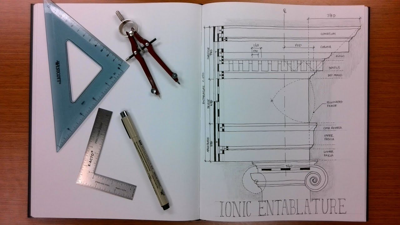 How to Draw the Ionic Entablature