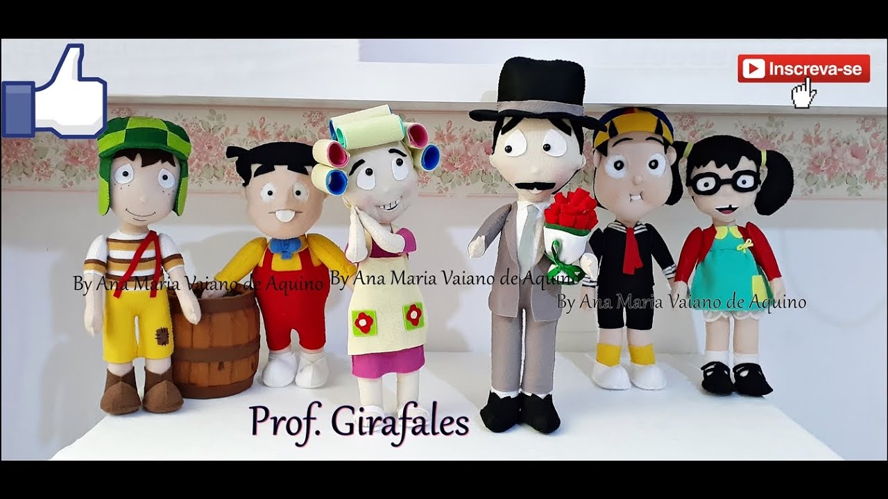Boneco Prof  Girafales da Turma do Chaves em Feltro com Molde e Passo a Passo
