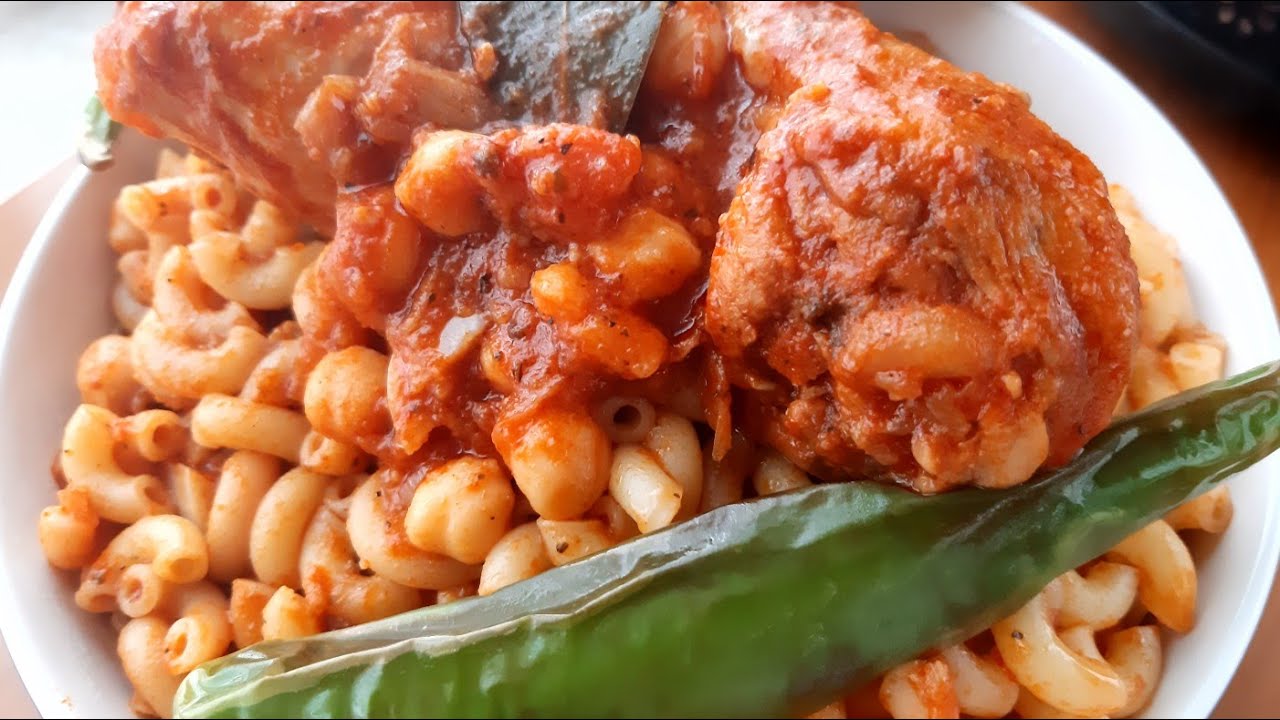 مقرونة مشخشخة بالدجاج و الحمص من المطبخ التونسي Recette pâtes au poulet