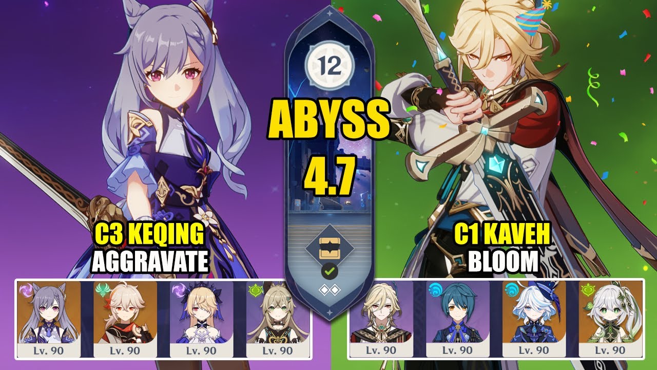 C3 Keqing Aggravate & C1 Kaveh Bloom Without Nilou | Spiral Abyss 4.7 | Genshin Impact 【原神】