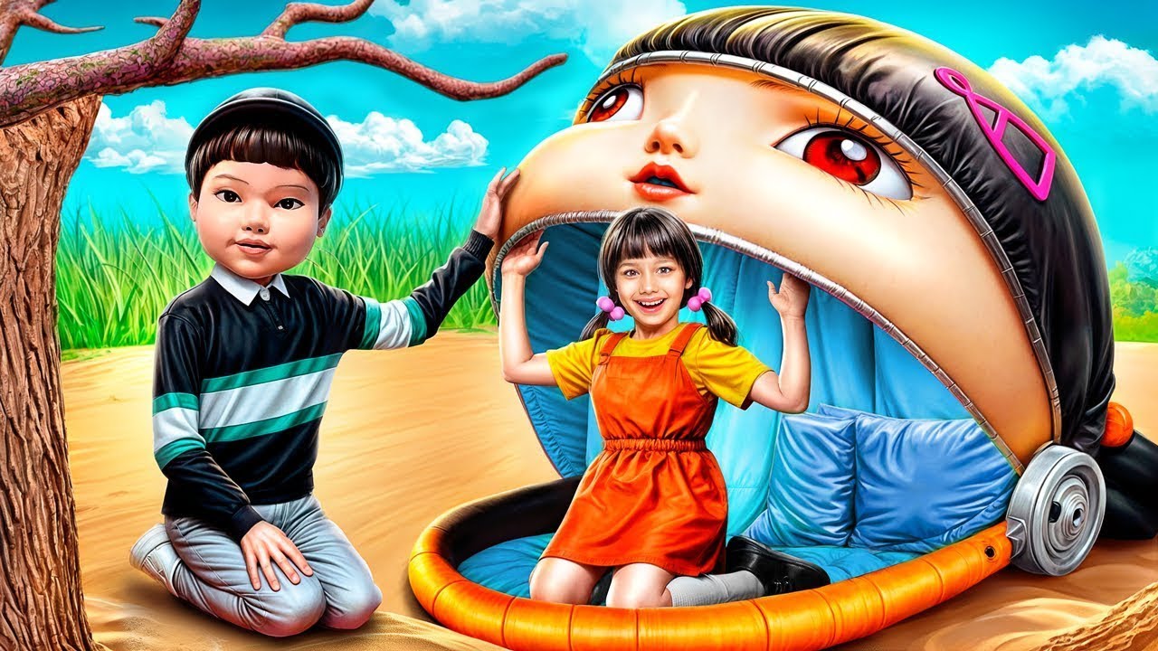 Postavili jsme OBROVSKOU Squid Game Panenku v MALÉM kartonovém SG světě!