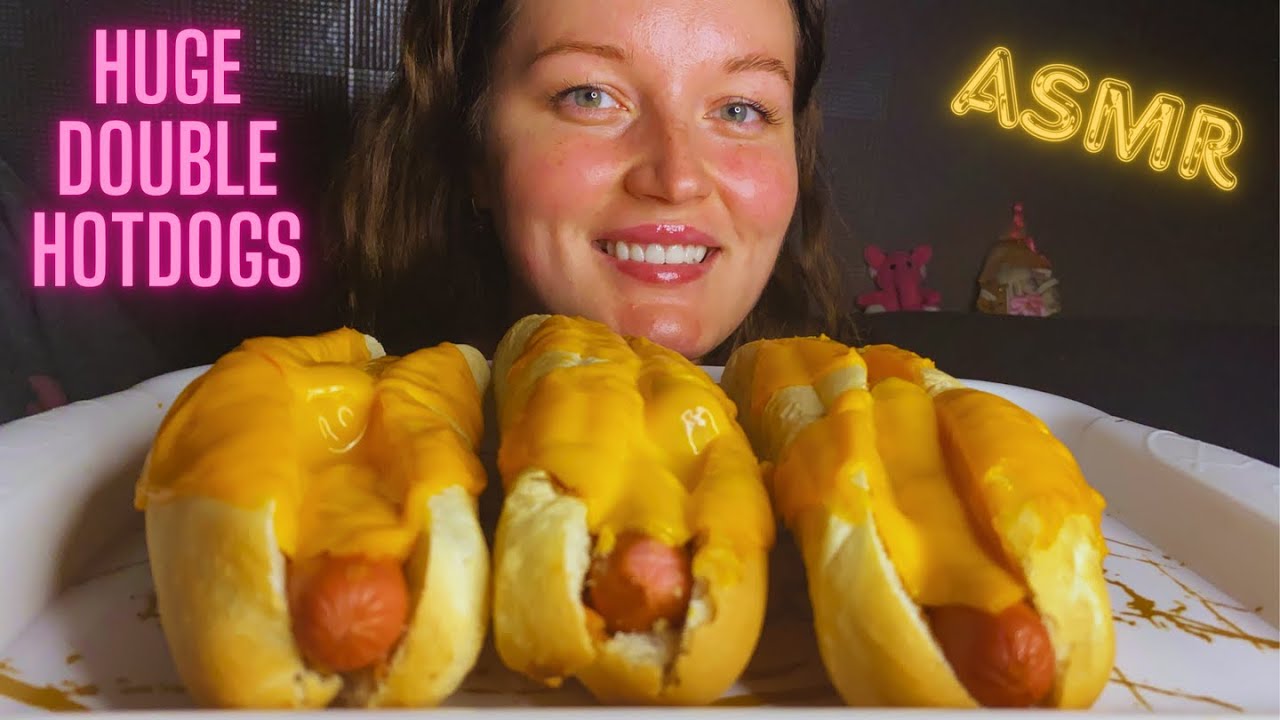 ASMR HUGE CHEESY DOUBLE HOTDOGS🌭 (NO TALKING) EATING SOUNDS | ASMR MUKBANG