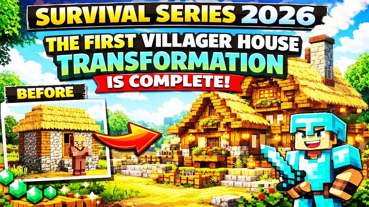 THE FIRST VILLAGER HOUSE TRANSFORMATION IS COMPLETE *MINECRAFT SURVIVAL SERIES 2026*(EP3)
