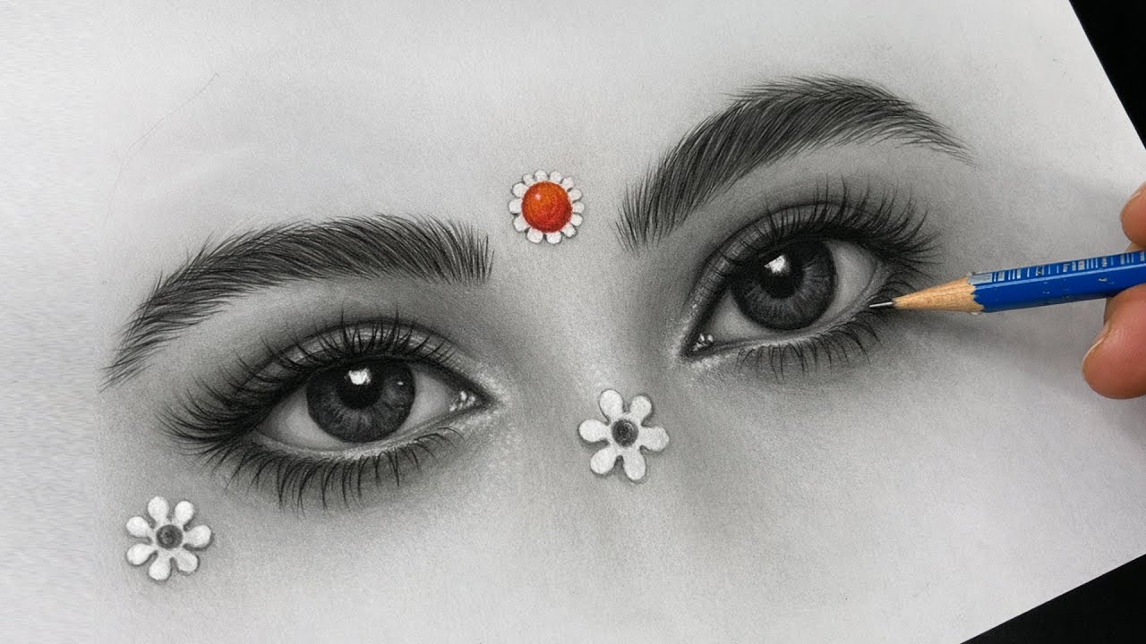 How to Draw Free Hand Hyper Realistic Eyes for Beginners - Step by Step | Drawing Class - Day 28