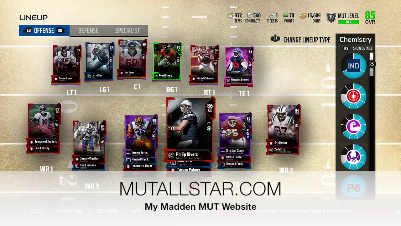 Madden 18 MUT Team - Week 5 - 85 Overall (44-29)