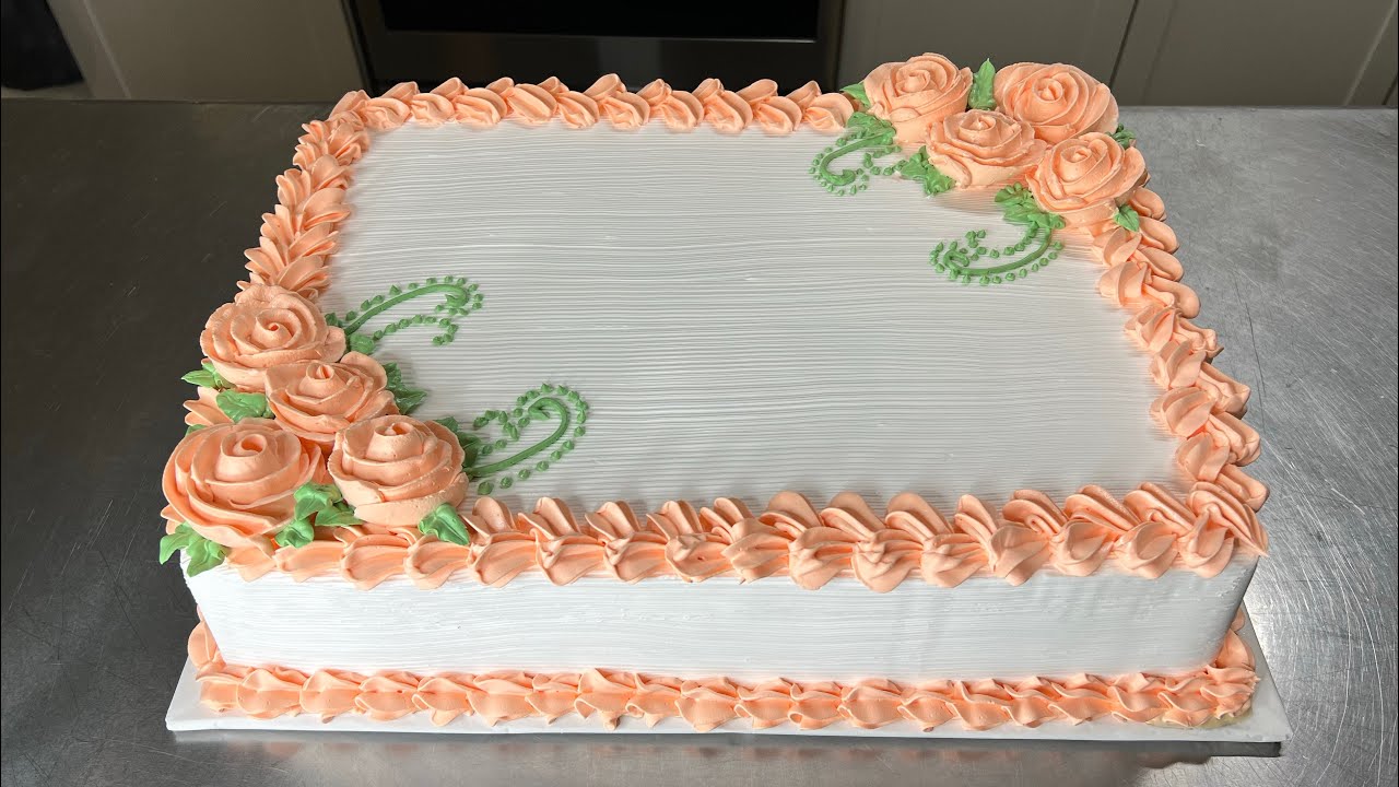 PASTEL DE 1/2 PLANCHAS - decoración sencilla en color salmón en Chantilly 