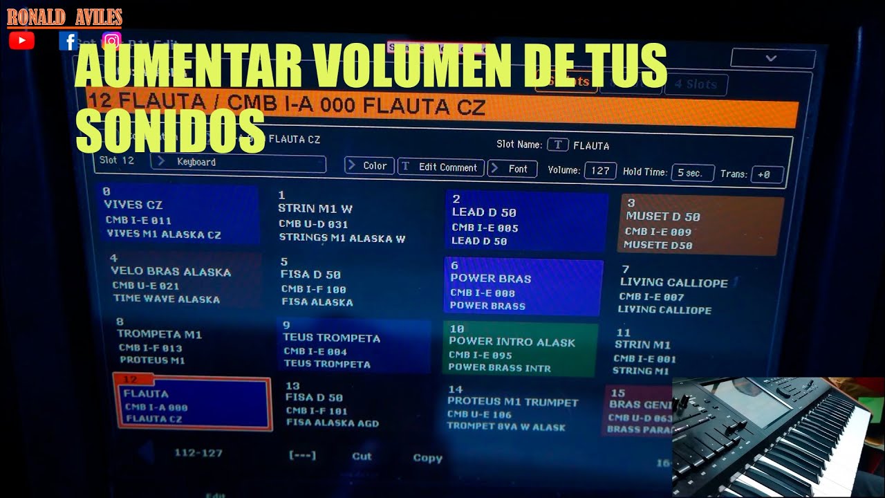 COMO AUMENTAR  VOLUMEN DE SAMPLES  EN KORG KRONOS 2
