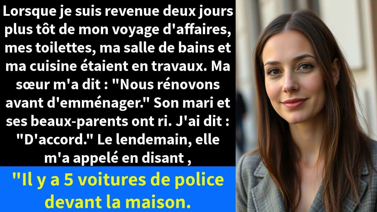 Lorsque je suis revenue deux jours plus tôt de mon voyage d'affaires, mes toilettes,