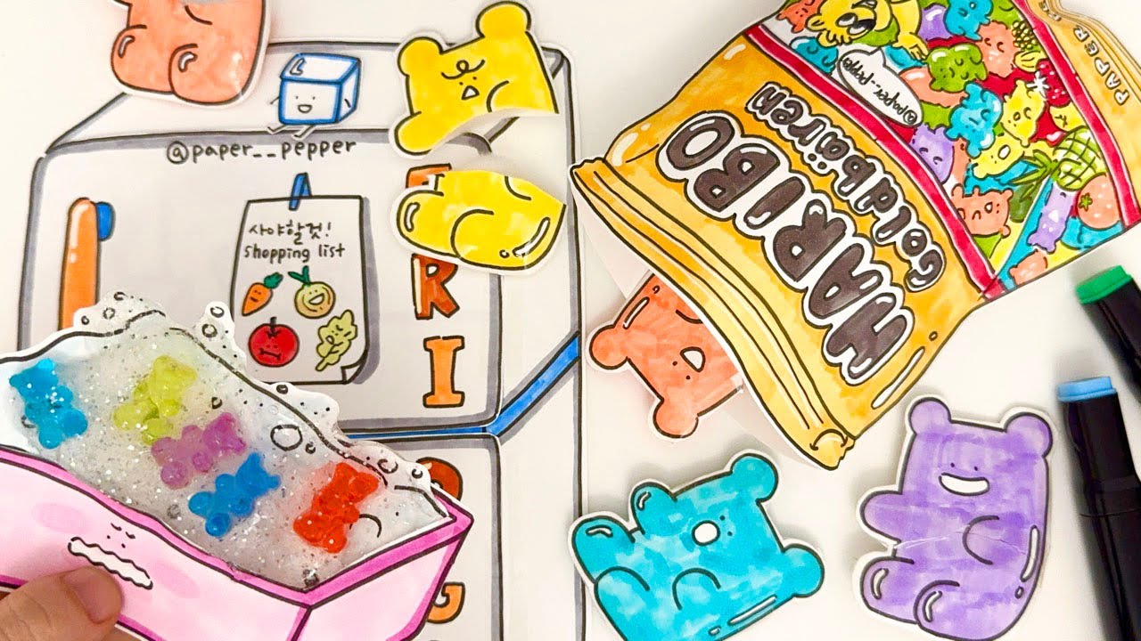 [🚀paper ASMR] Crunchy Frozen Haribo Kohakuto Jelly🐻! How to Make & Mukbang | paper pepper