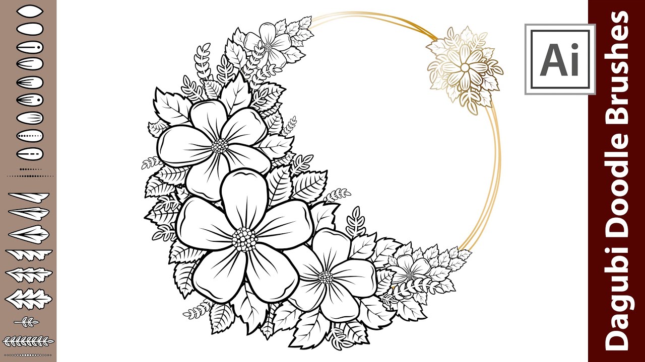 How to Doodle in Adobe Illustrator - Design a Flower Doodle Frame with Brushes