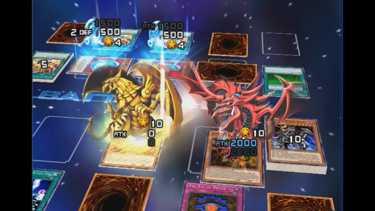 Yu-Gi-Oh Duel Links - Slifer the Sky Dragon and Winged Dragon of Ra both on the field