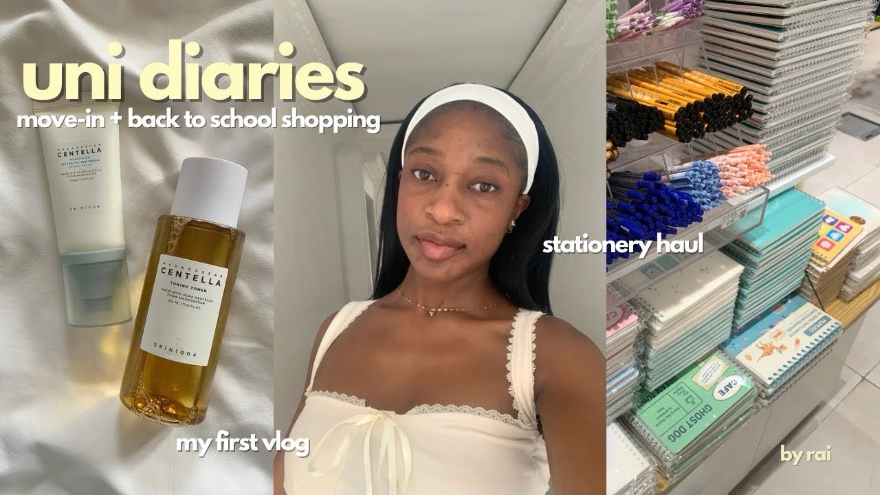 uni diaries: first vlog | moving in + stationery & grocer shopping + getting dinner with friends 