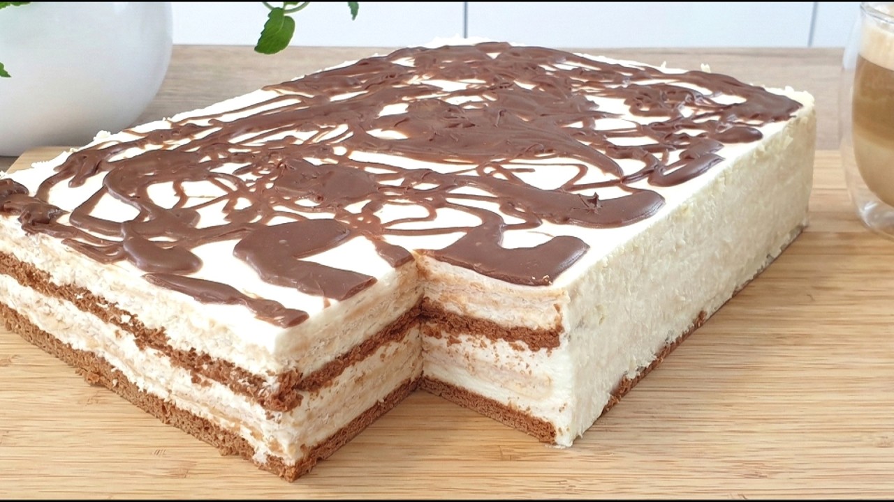 Ekspresowy Łaciaty Śmietanowiec z 4 składników 🍰 przepyszne ciasto bez pieczenia ⭐prosto bez wysiłku