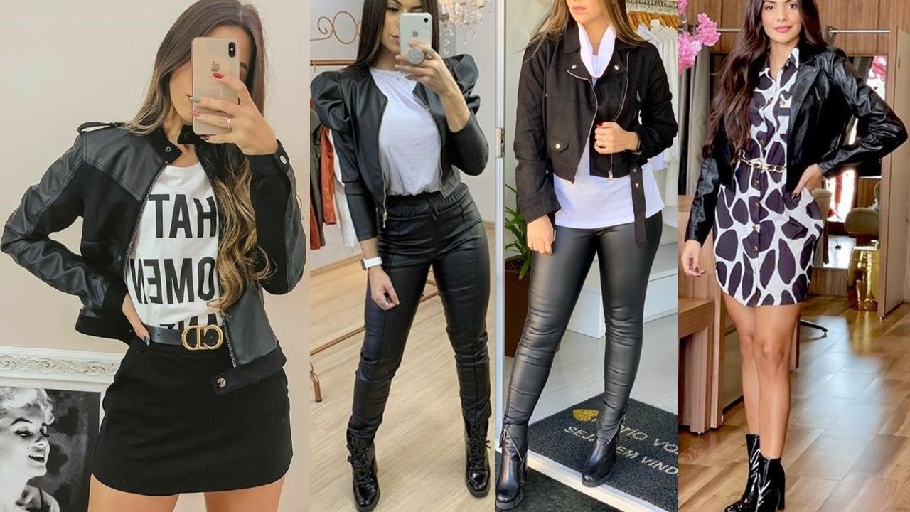FABULOSOS LOOKS CON CHAQUETAS DE CUERO O PIEL 2022/ OUTFITS DE MODA CON CHAQUETAS DE PIEL/ MODA 2022