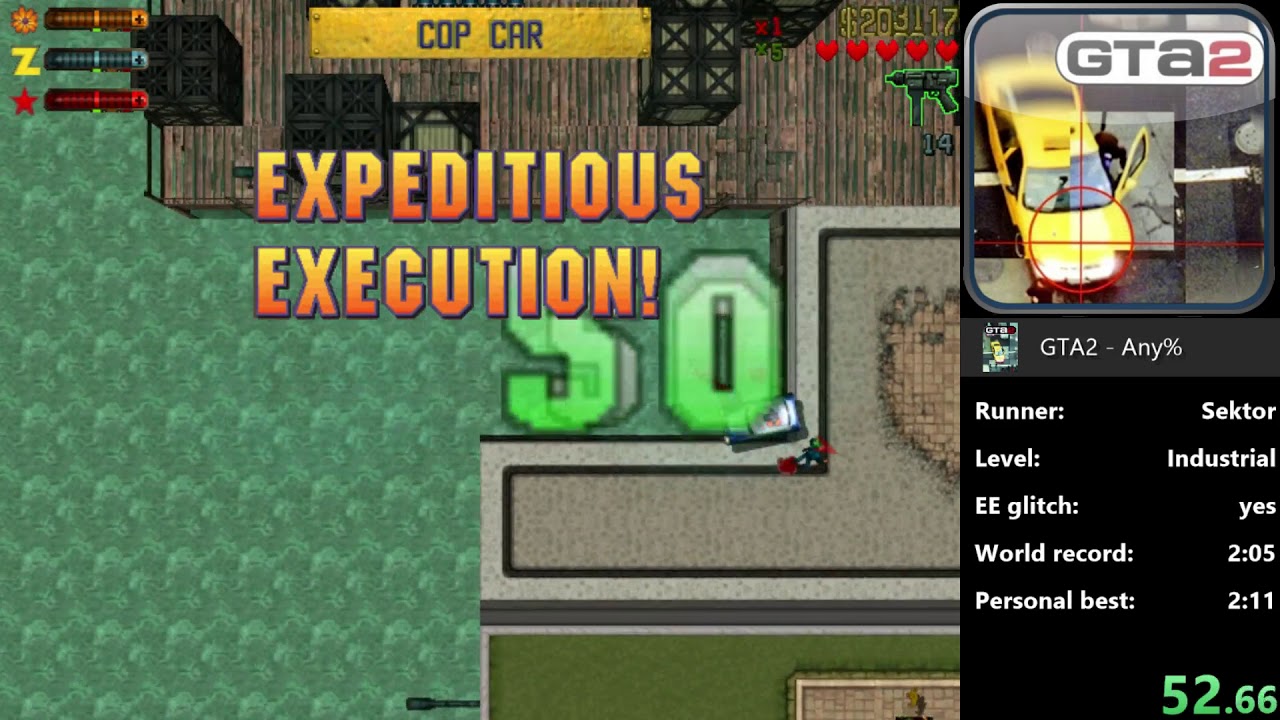 Speedrun: GTA2 Any% EE glitch Industrial (1m52s) *OBSOLETE*