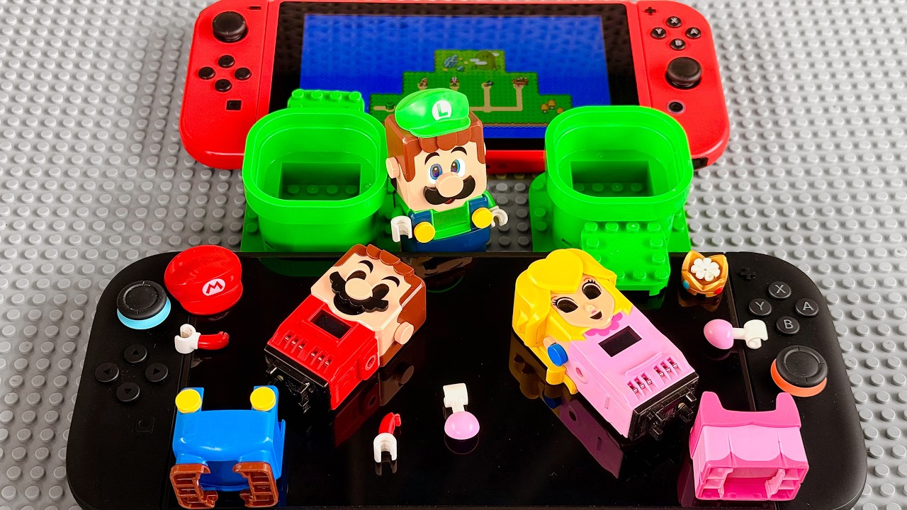 Lego Luigi must find 10 1-UP Mushrooms to wake Mario and Peach up! #legomario