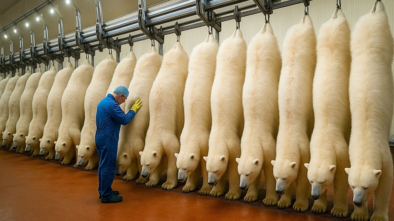 Inside a Modern Simulated Factory | Large-Scale Polar Bear Hide Processing (CGI)