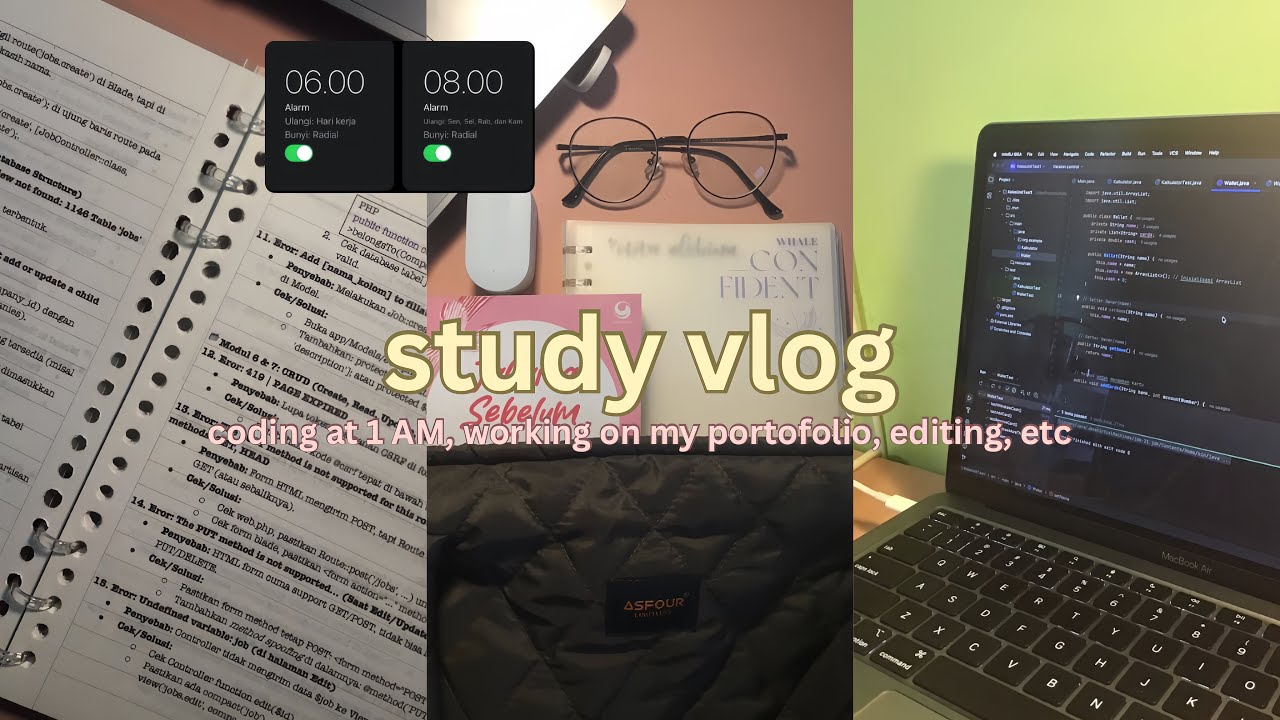 💻🤓 coding at 1AM, working on my portfolio, editing shorts, comic, chamomile tea | uni diaries ep.9