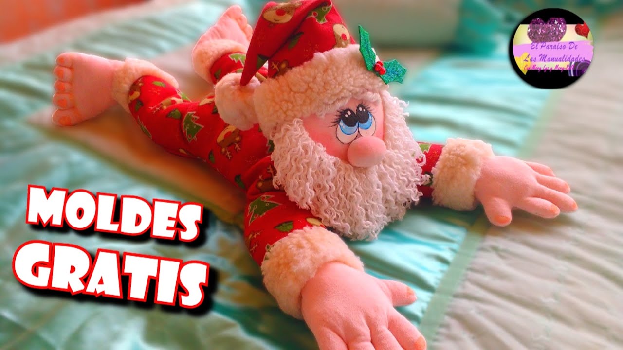 Cojín porta o guarda pijama de papa noel con cierre o cremallera (Moldes Gratis) | GdC