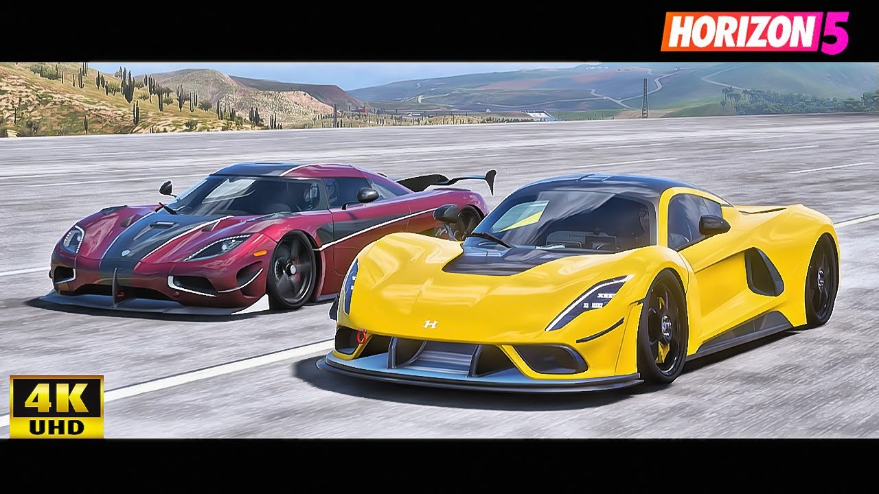 Forza Horizon 5 - Hennessey Venom F5 Vs Koenigsegg | 4KM DRAG RACE