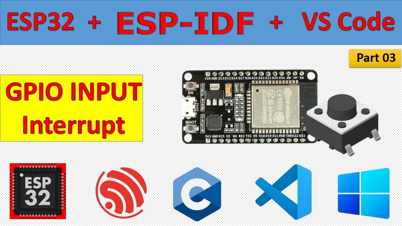 03 Вход прерывания GPIO ESP32 с ESP-IDF и встроенным C || VS Code ||