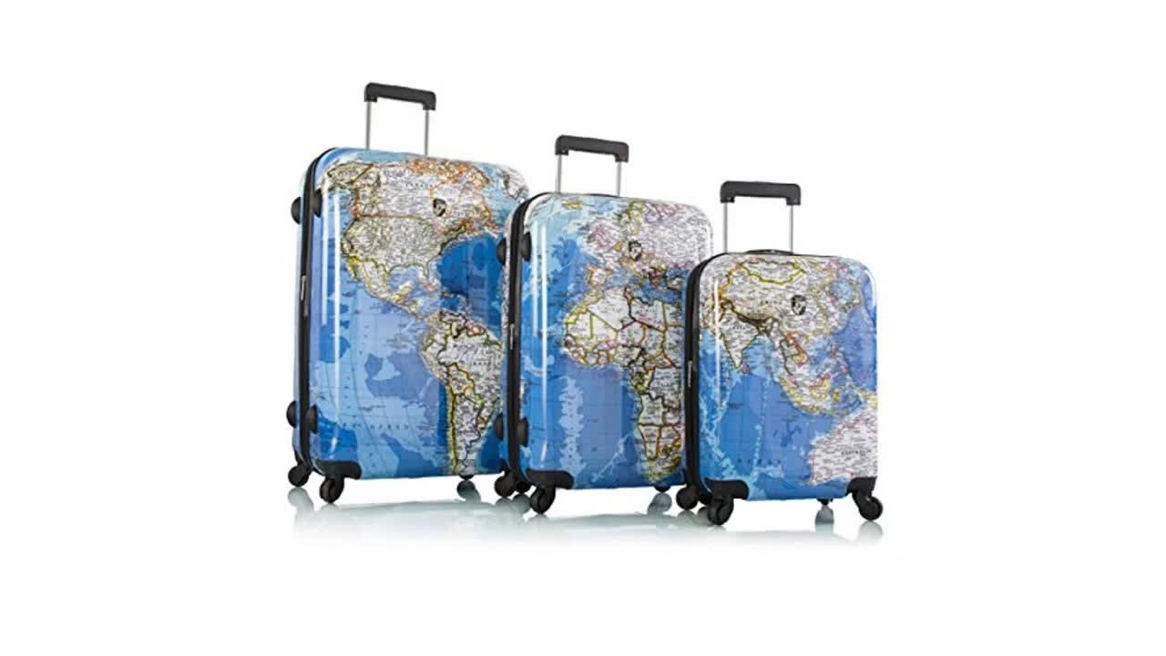 Heys Explore Map Hard Side Spinner Luggage 3pc  Set   21inch, 26inch & 30inch