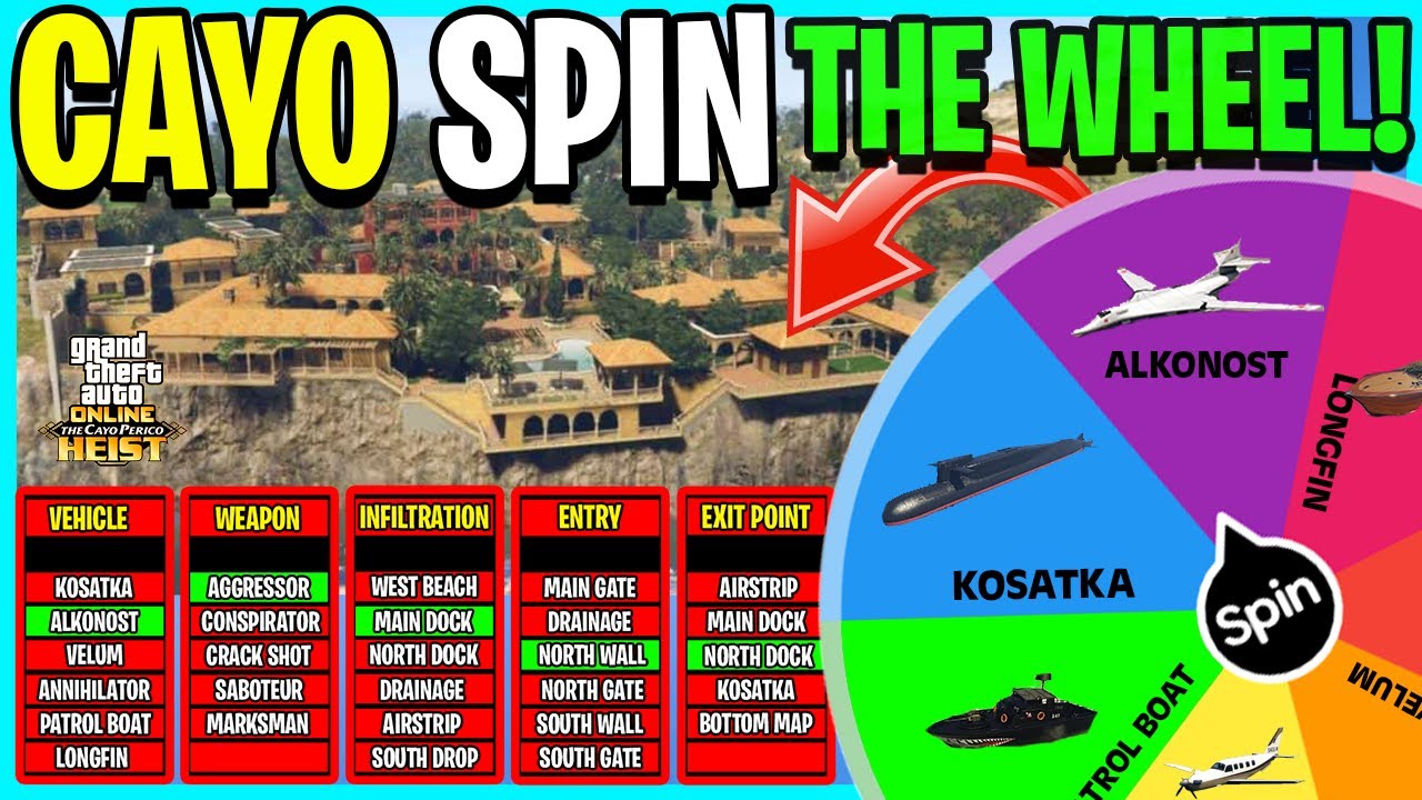 Cayo Perico Heist But The Wheel DECIDES How We Do It! (GTA 5 ONLINE)