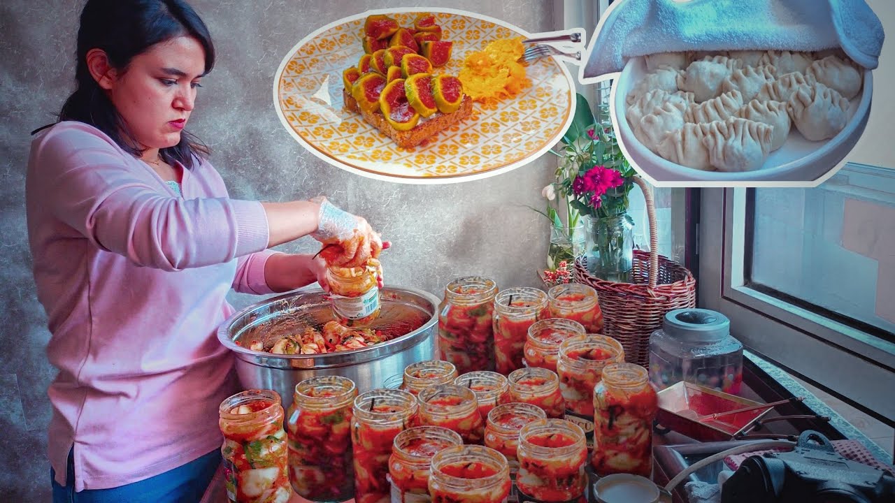 My Cozy Kitchen Day 🥣 | Coffee, Fig Toast, Kimchi & Dumplings