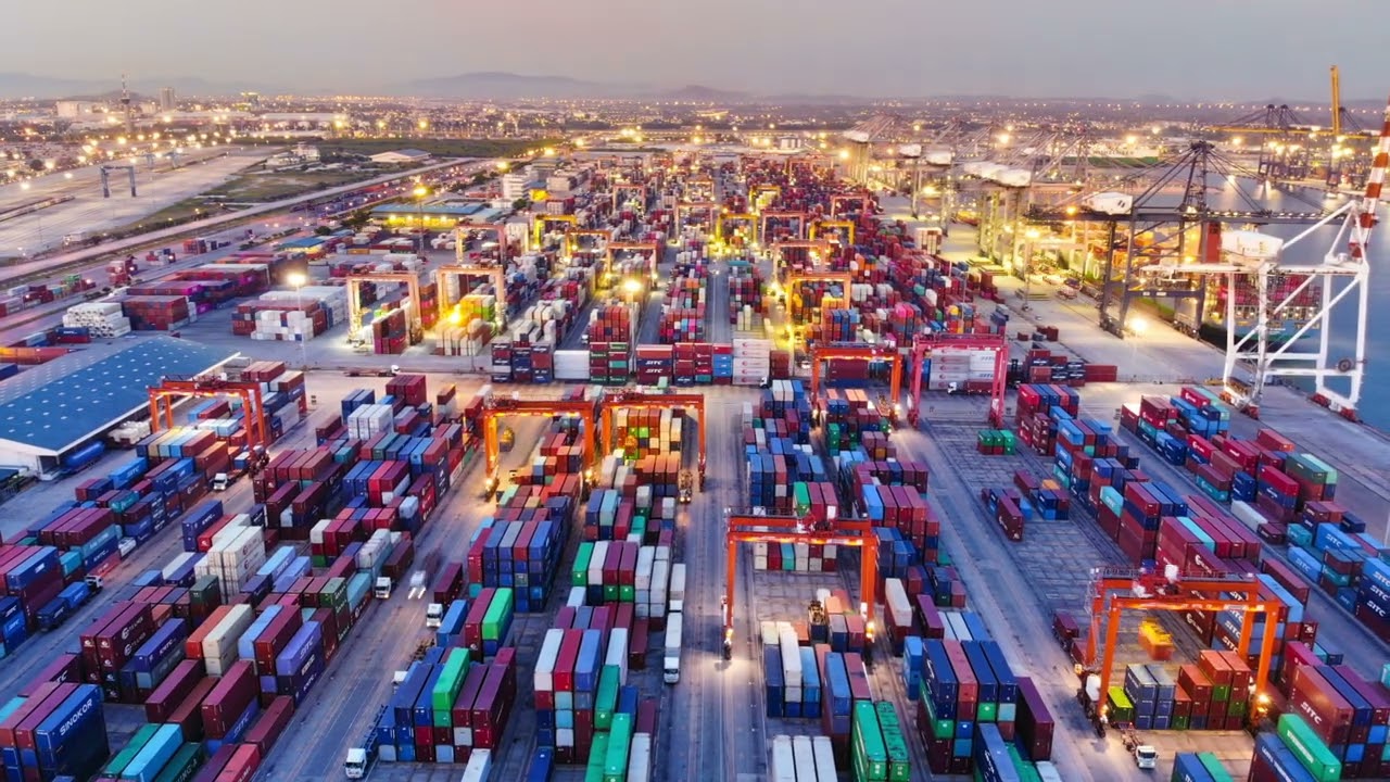 4K Aerial View Timelapse of Cargo Container Ship Loading at International Port - Free Stock Footage!
