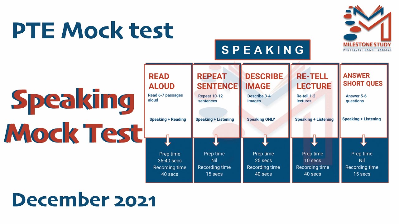 New PTE Speaking Mock Test 4 - Dec 2021 - with Answers | Milestone Study | PTE NAATI IELTS English