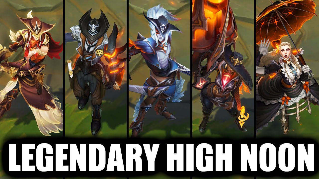All Legendary High Noon Skins Spotlight Yone Lucian Ashe Leona Senna (League of Legends)